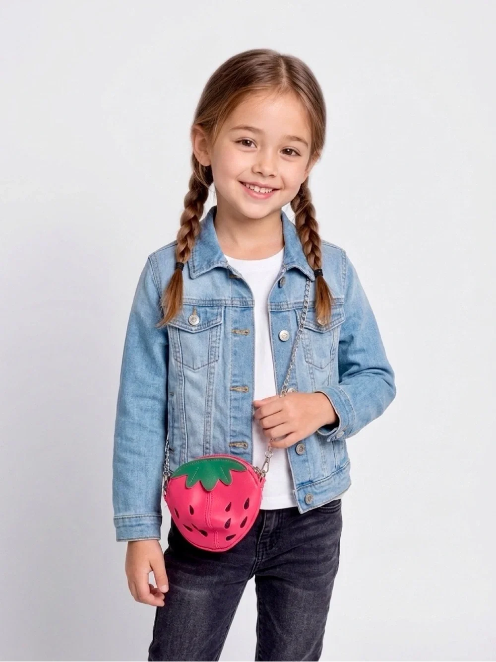 Kids Girls Strawberry Mini Crossbody Purse Red Fruit Bag Gold Chain